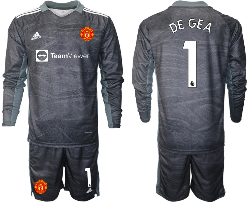 Men 2021-2022 Club Manchester United black goalkeeper Long Sleeve #1 Soccer Jersey->customized soccer jersey->Custom Jersey